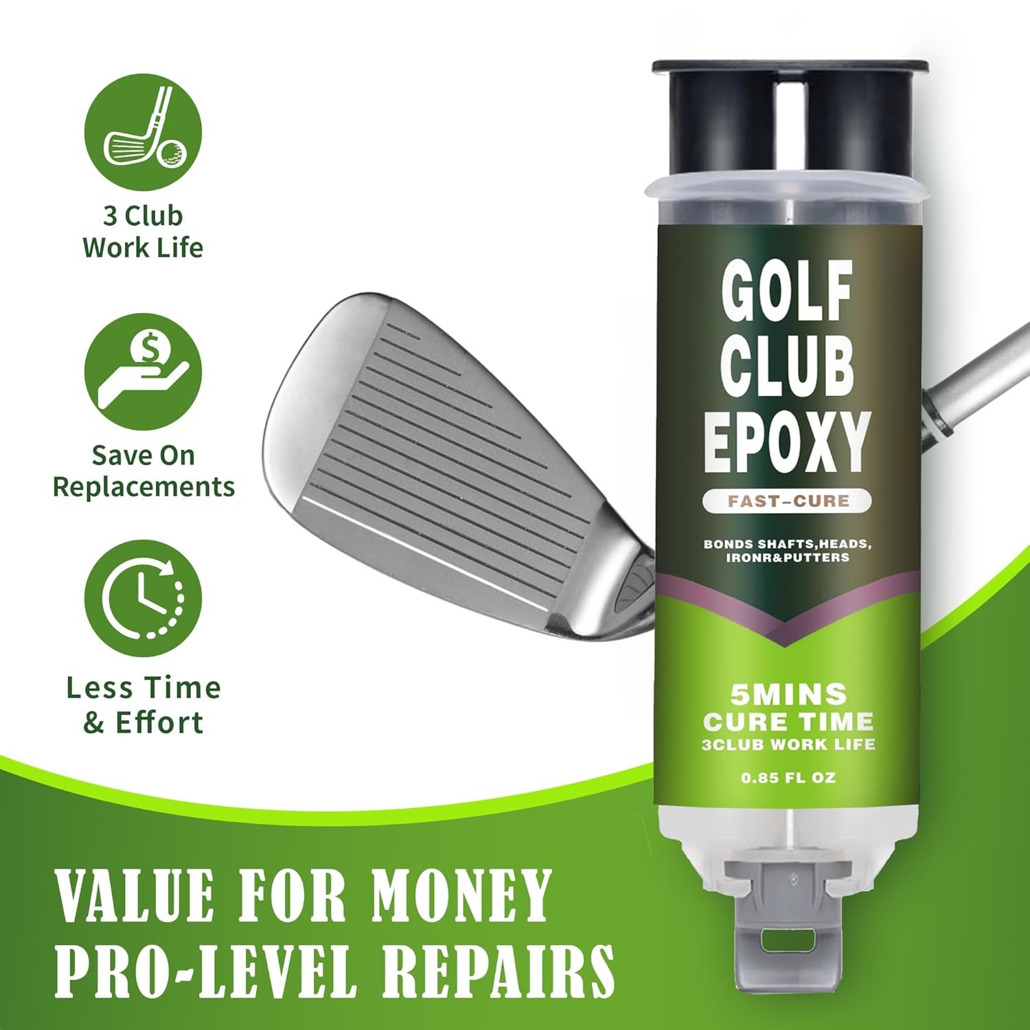Tylove Pro Strength Golf Club Epoxy -2-Part Epoxy Glue Adhesive (Fast+Long Cure)