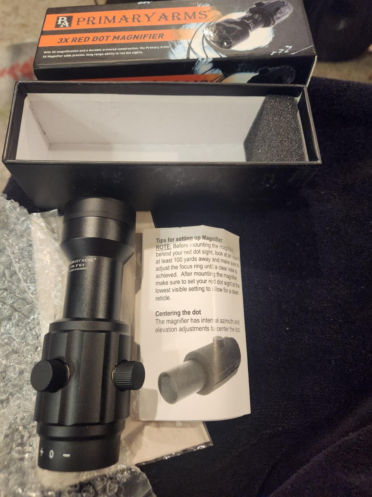 Primary Arms 3X Red Dot Magnifier New Black Nice