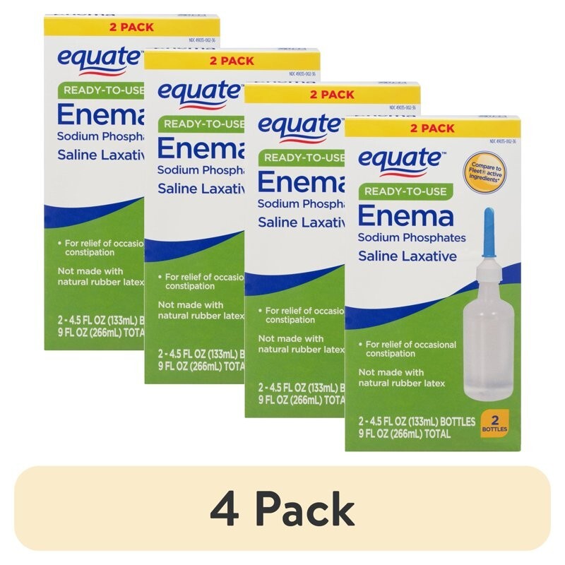 Equate Ready-to-Use Enema Sodium Phosphates Saline Laxative, 9 fl oz, 2(4 pack)