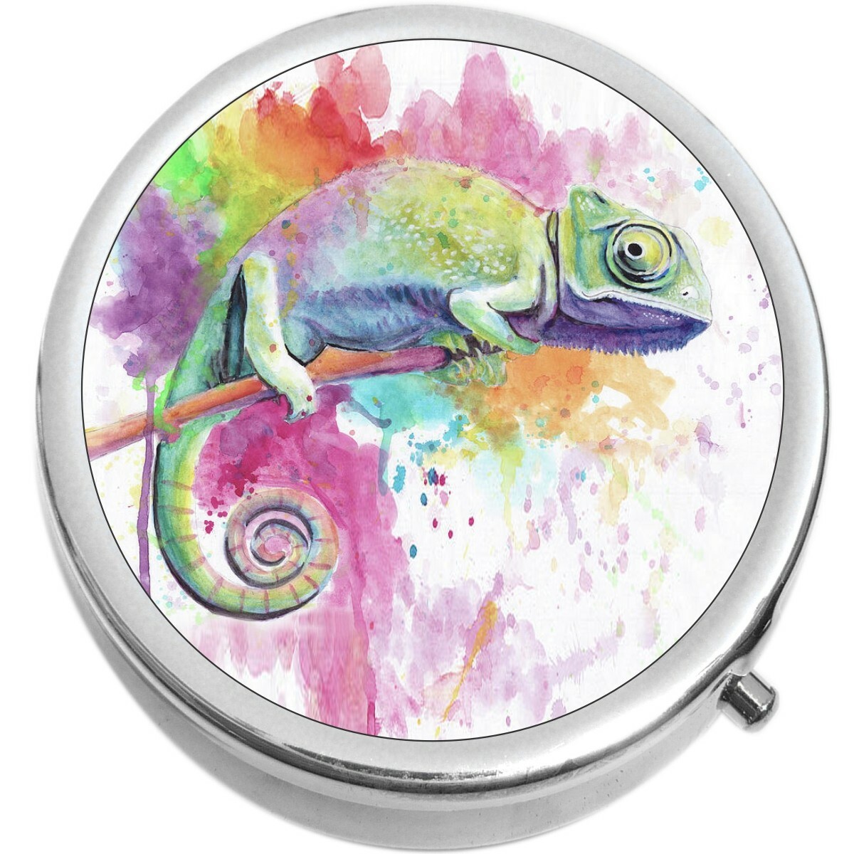 Iguana Watercolor  Medicine Vitamin Pill Box