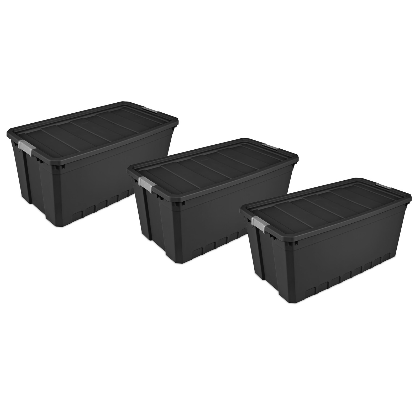 3 PACK 50 Gal Storage Containers Large Stacking Bin Box Plastic Tote Organizer