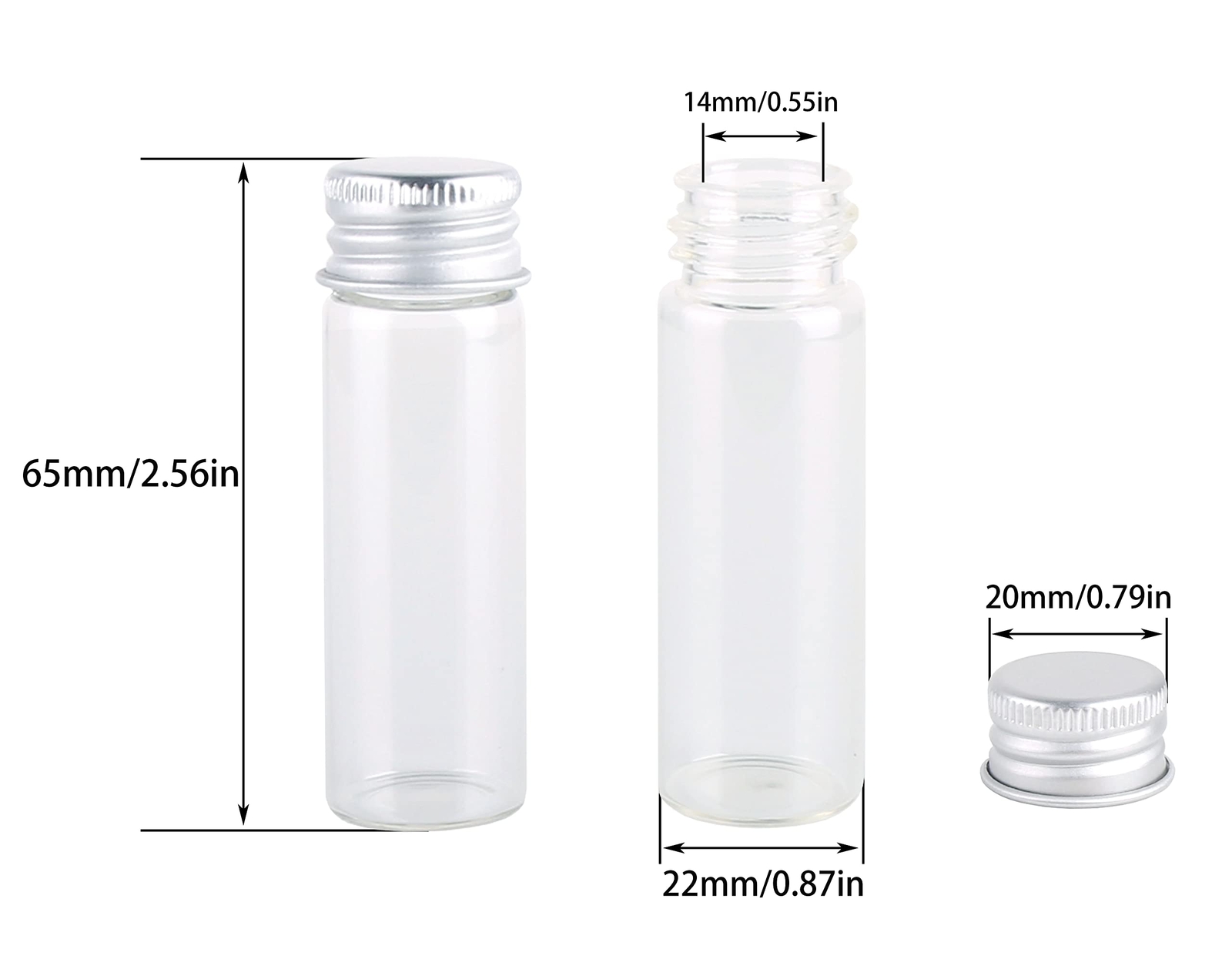 MaxMau 100 Tiny Glass Bottles Clear Small Vials 15ml Empty Mini Jars with