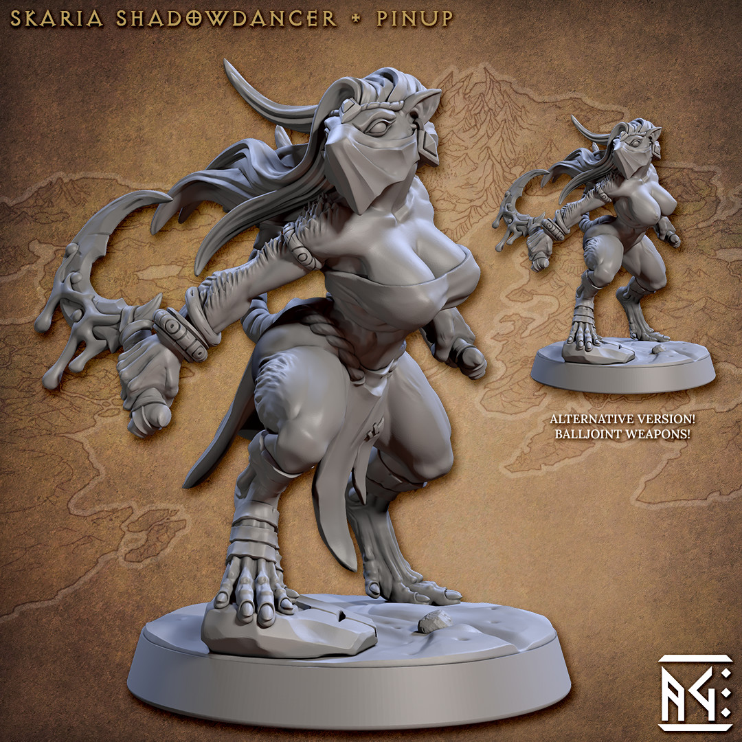 Sandfang Ratkins - Ratfolk Pinup Girl | 32mm scale miniature Artisan Guild