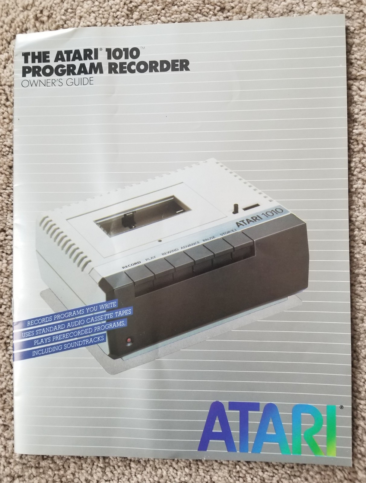 ATARI 1010 PROGRAM RECORDER OWNERS GUIDE INSTRUCTION MANUAL ORIGINAL
