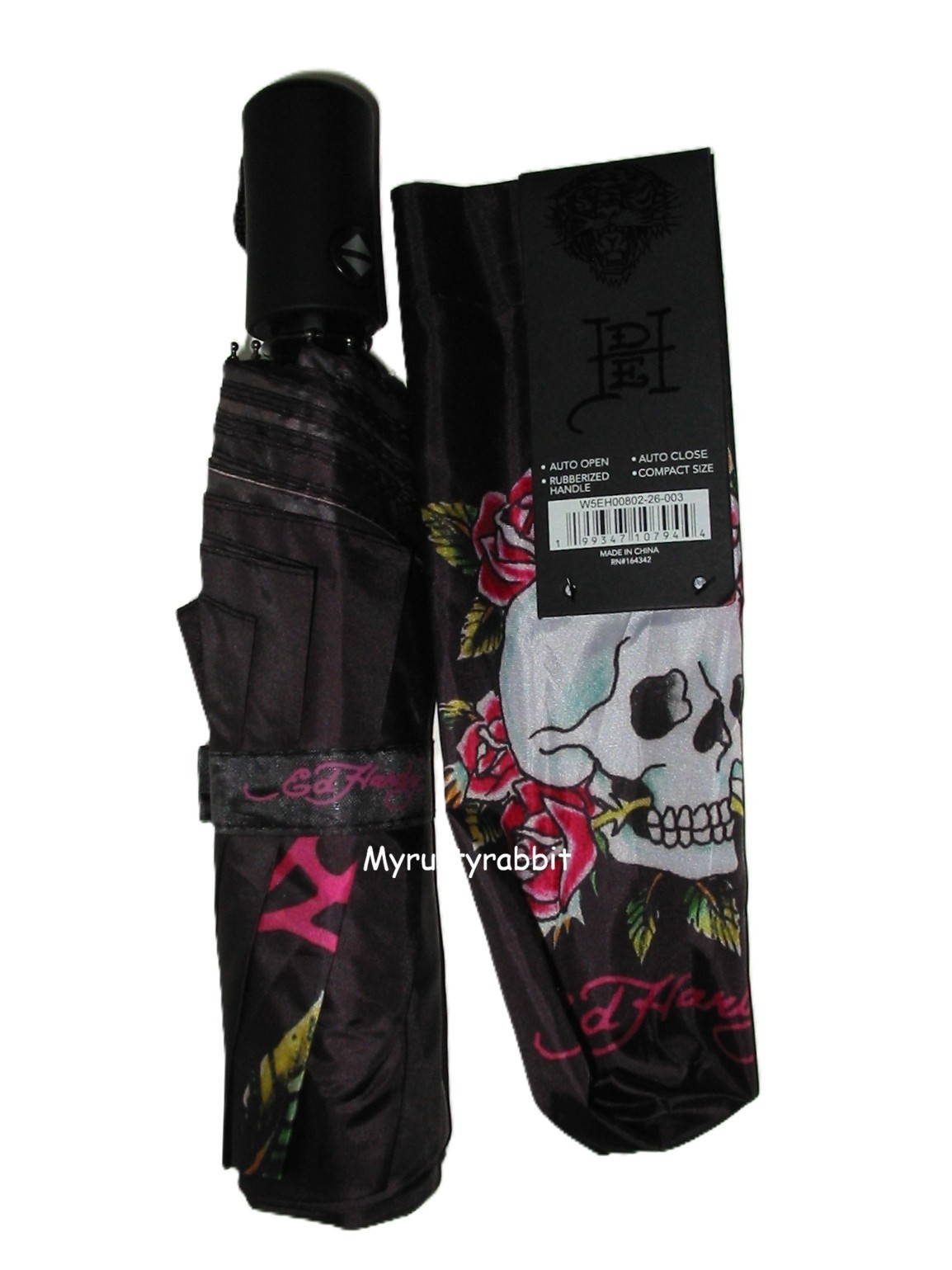 Ed Hardy Compact Umbrella Auto Open / Rubberized Handle - U Choose Design