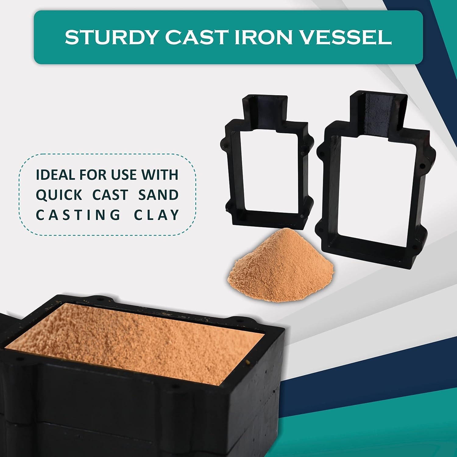 Durable 2-Part Cast Iron Flask Mold for Jewelry Casting - Precision Tool 4.5x3x2