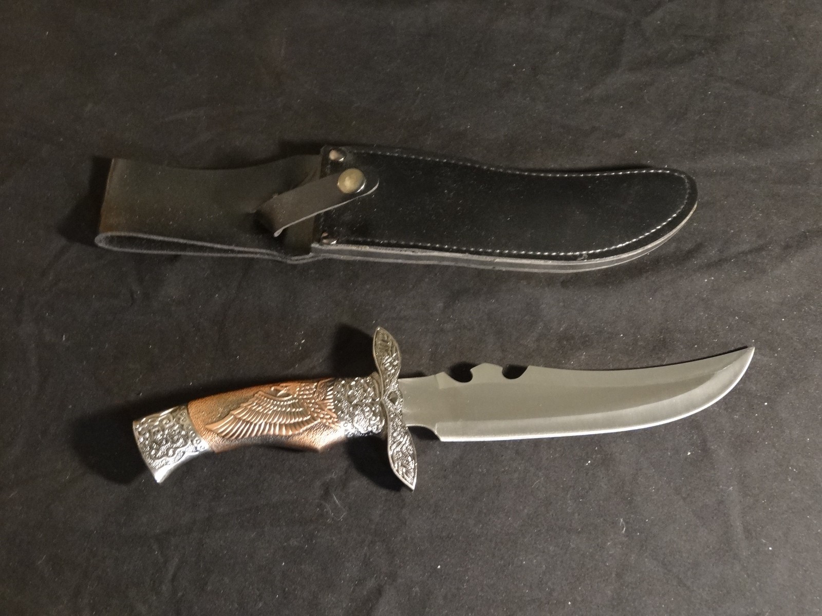 Maxam SKSSTITAN 13" Eagle Sport Knife With Leather Sheath 2 Tone Eagle Handle
