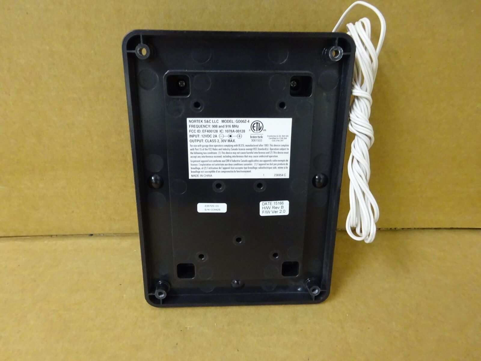 Linear NORTEK S&C Z-Wave Garage Door Opener Remote Controller Operator GD00Z-4