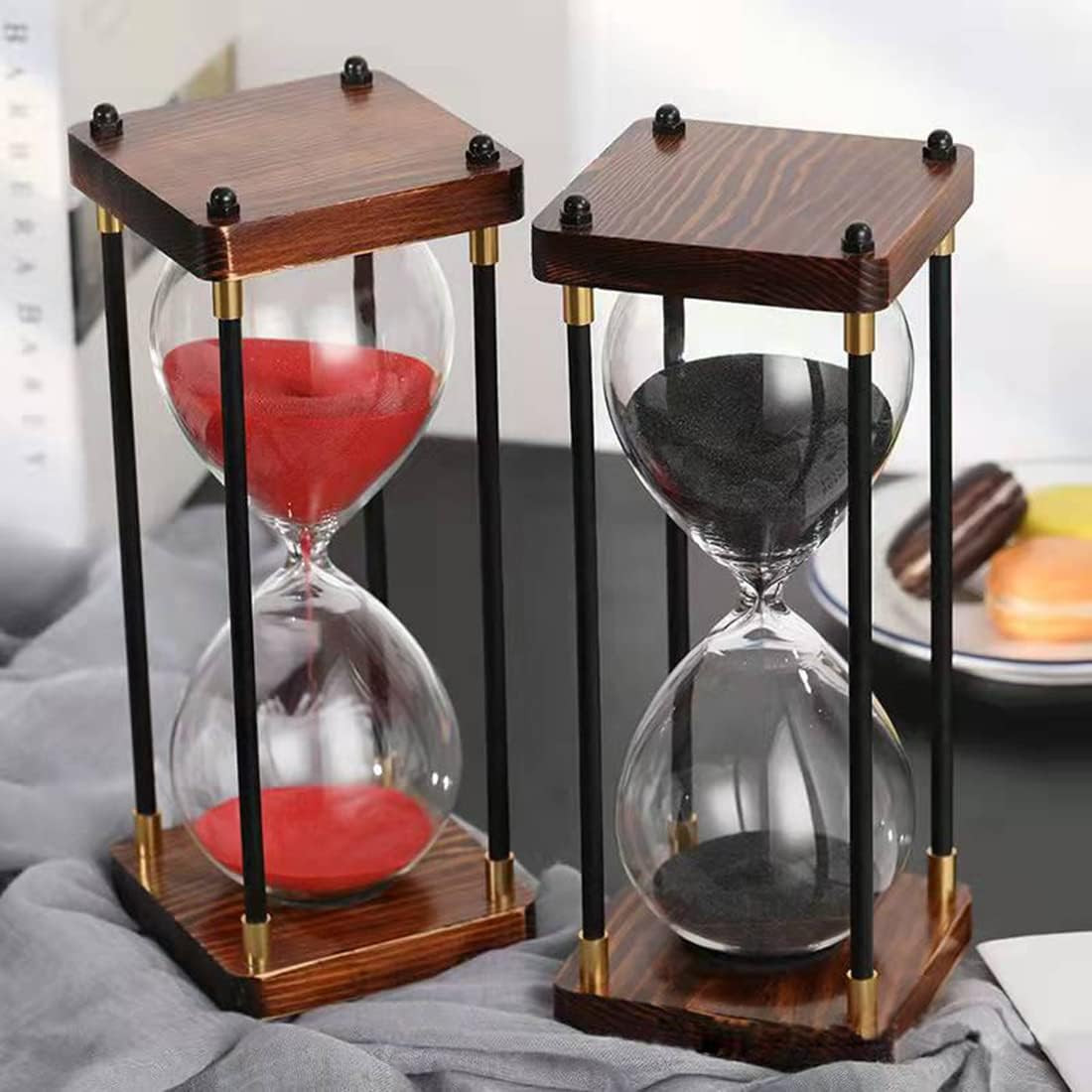 Large Sand Timer, Hourglass Timer 60 Minutes,Vintage Wooden Hour Glass Timer,Mod