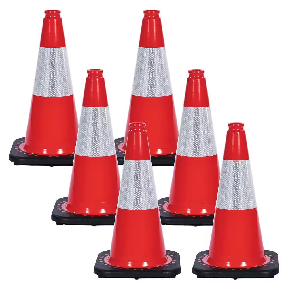 18 In. Red Reflective Traffic Cones