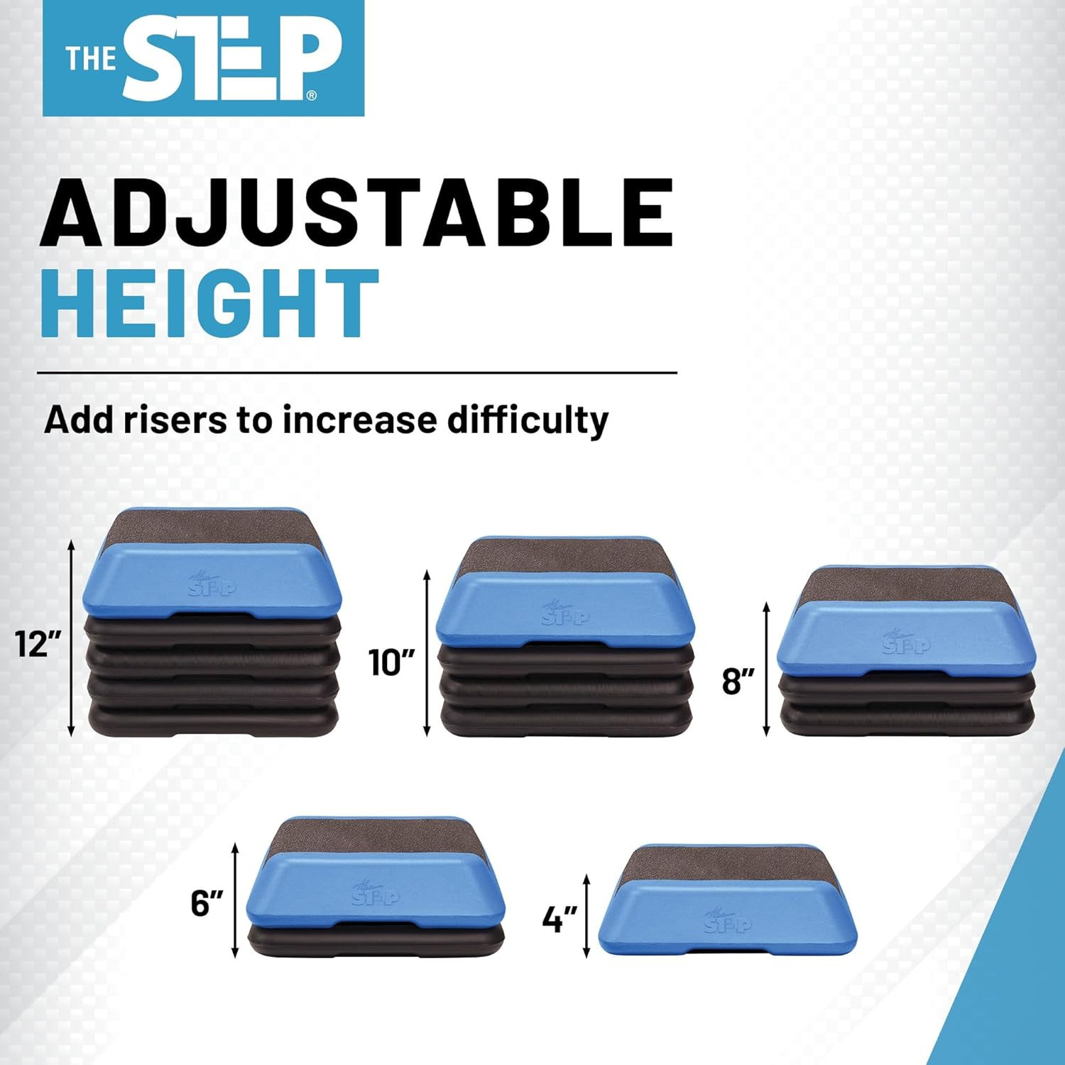 The Step Adjustable High Step Aerobic Platform with 4 Risers, Home Gym Workout E