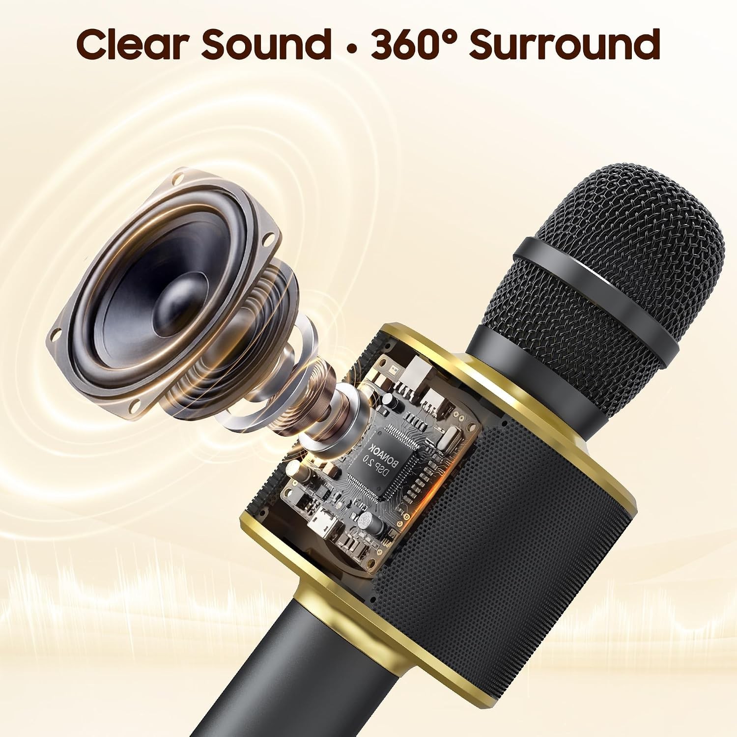 Compact Bluetooth Karaoke Microphone with USB & SD Support - Perfect for Parties