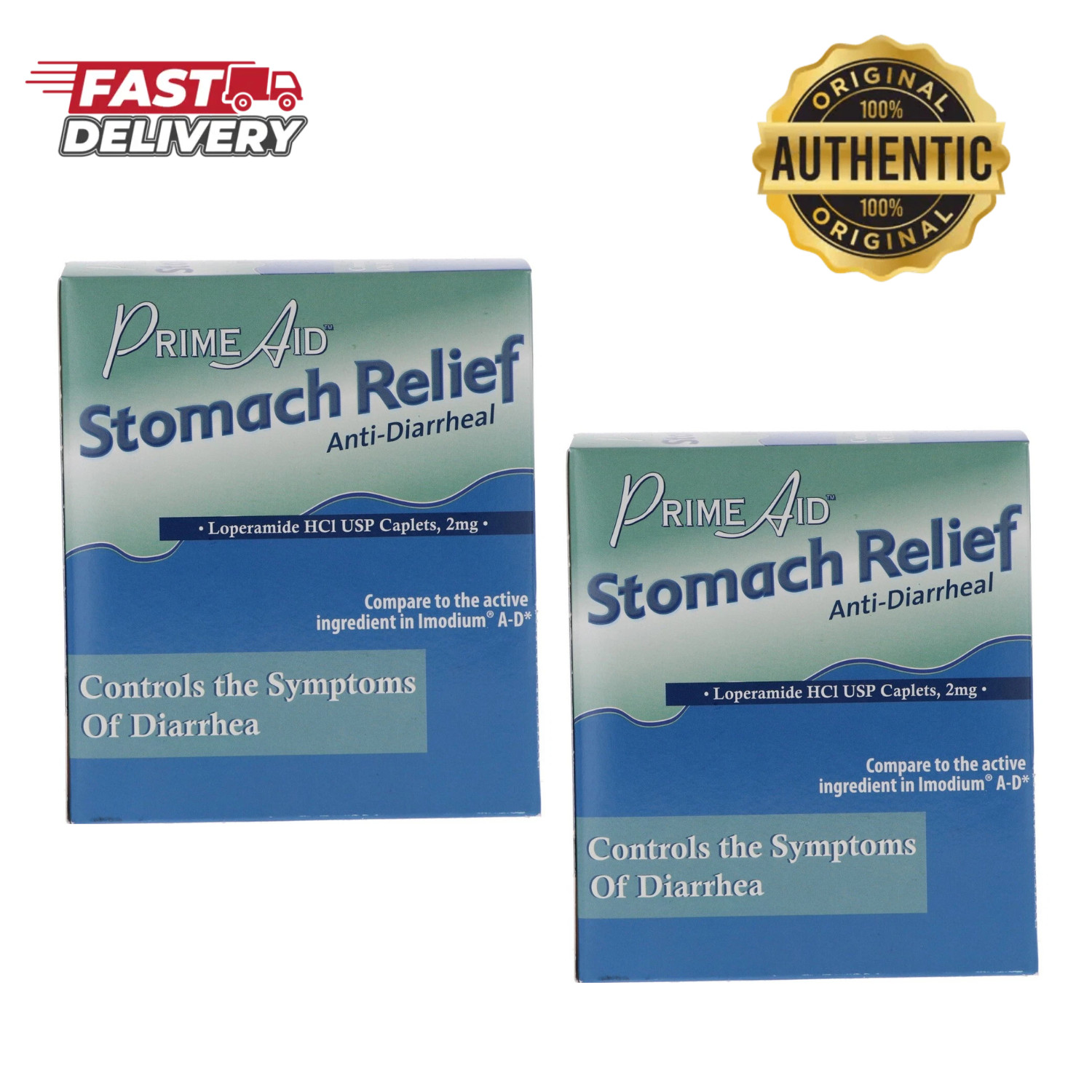 Prime Aid Stomach Relief Anti-Diarrheal 25 Ct – 2 Pack Fast Relief Tablets