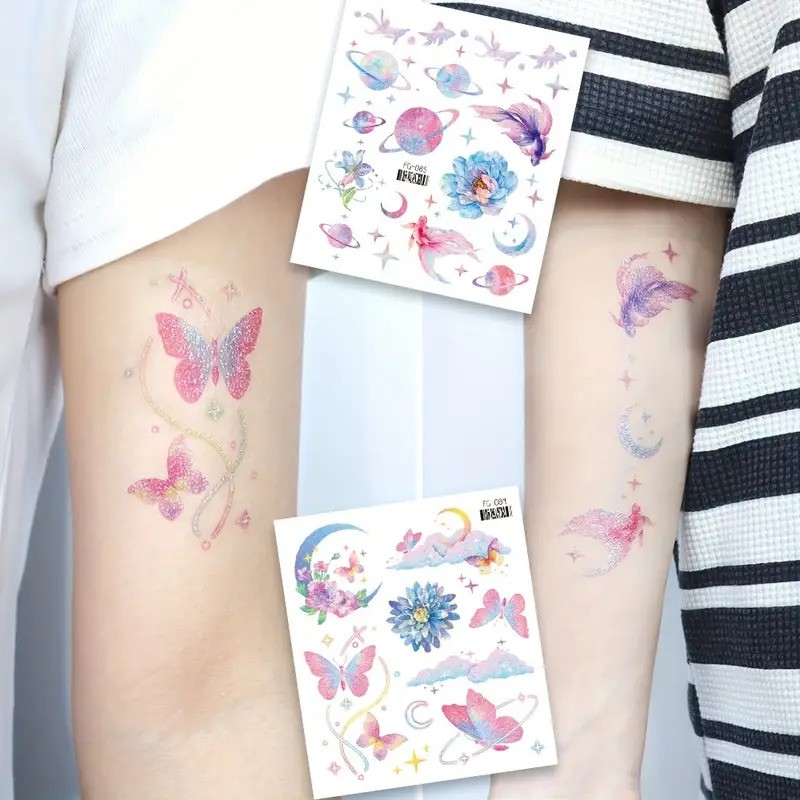 8 Sheets/OPP Glitter Mermaid & Unicorn