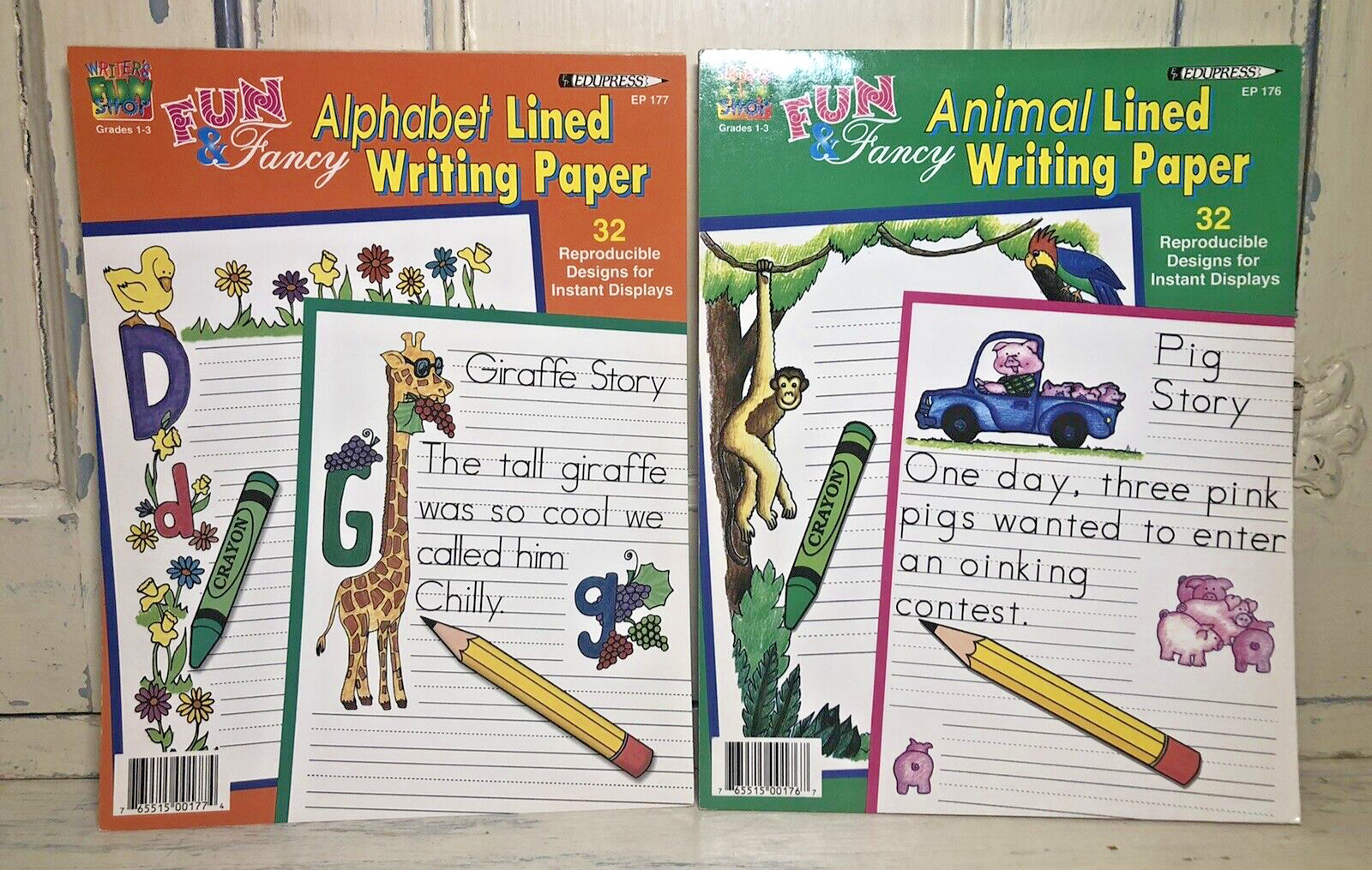 *Lot of 2 Edupress Fun & Fancy Lined Writing Paper - Animal & Alphabet - Gr. 1-3