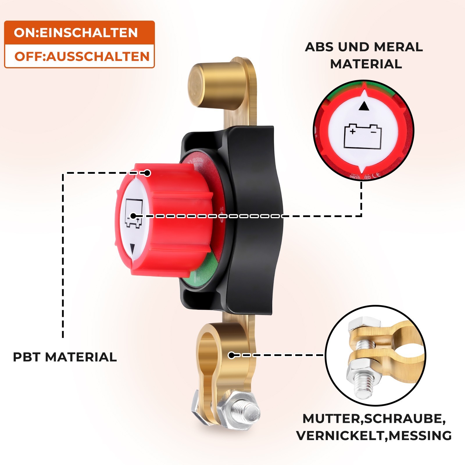 Top Post Battery Disconnect Switch 12-48V Marine Battery Cut-Off Switch Isolator