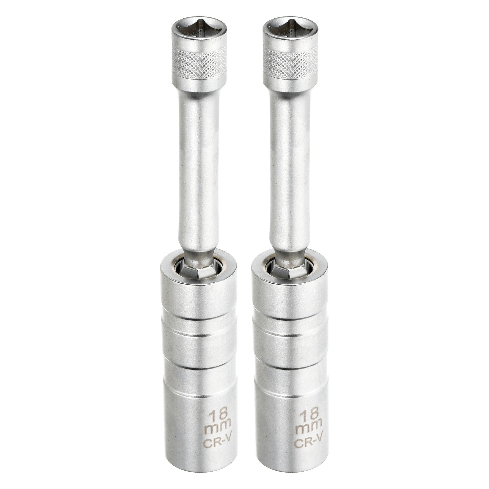 2pcs Spark Plug Socket 3/8" Drive 18mm Medium Swivel Magnetic Silver