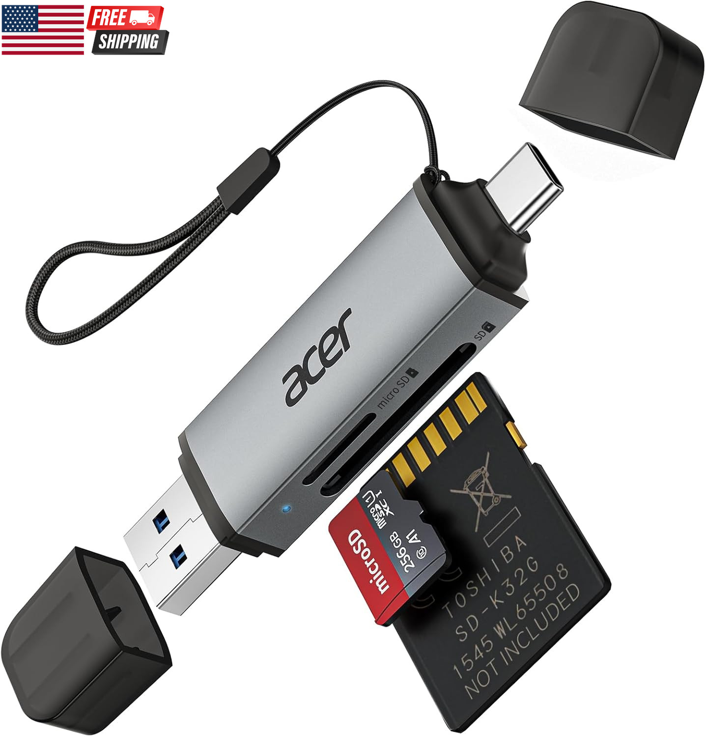 SD Card Reader USB C, Dual Slots USB 3.0 Type C to Micro SD Card Adapter, Memory