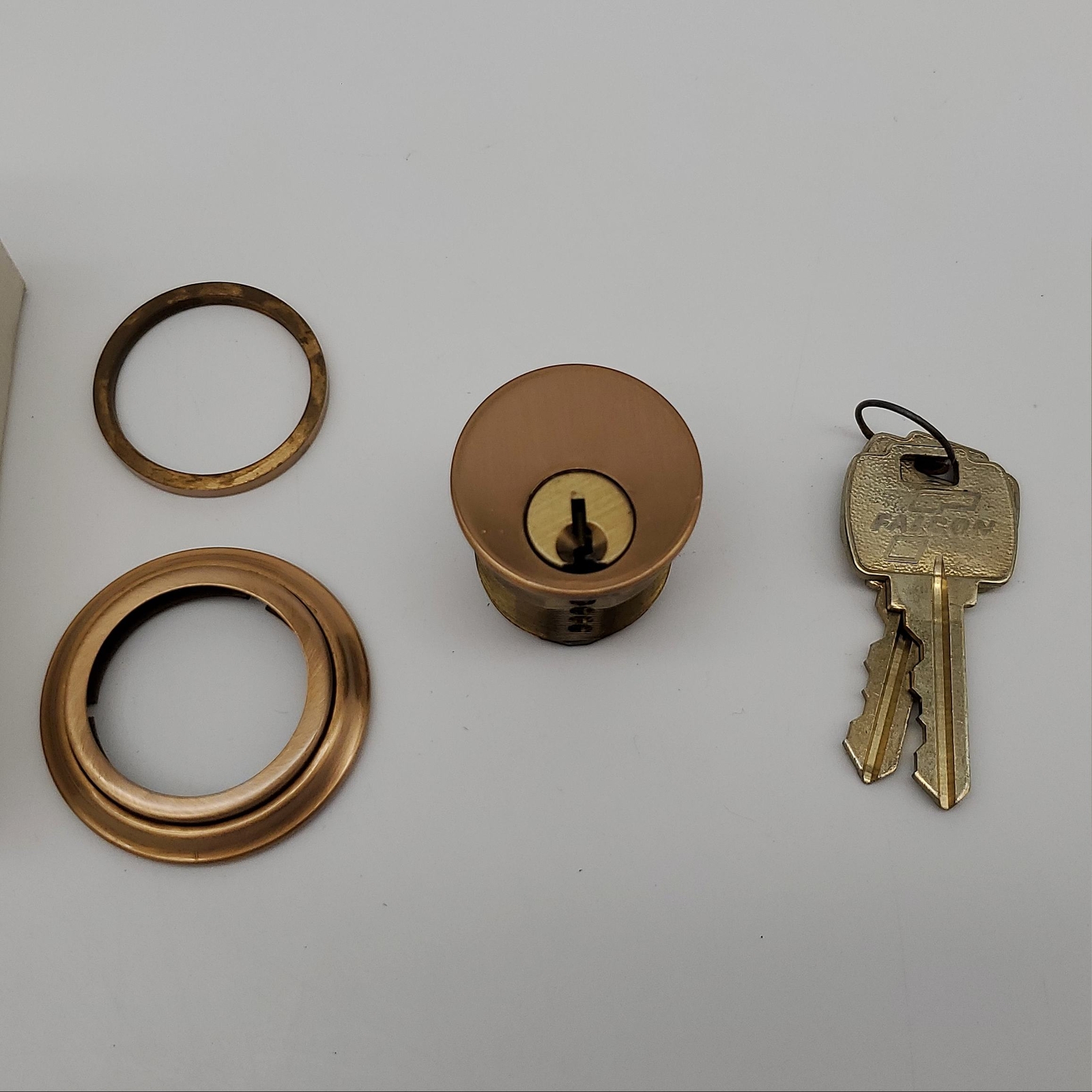 Falcon Mortise Cylinder 1-1/8" Length Satin Bronze # 985 E Keyway 5 Pin 9898 Cam