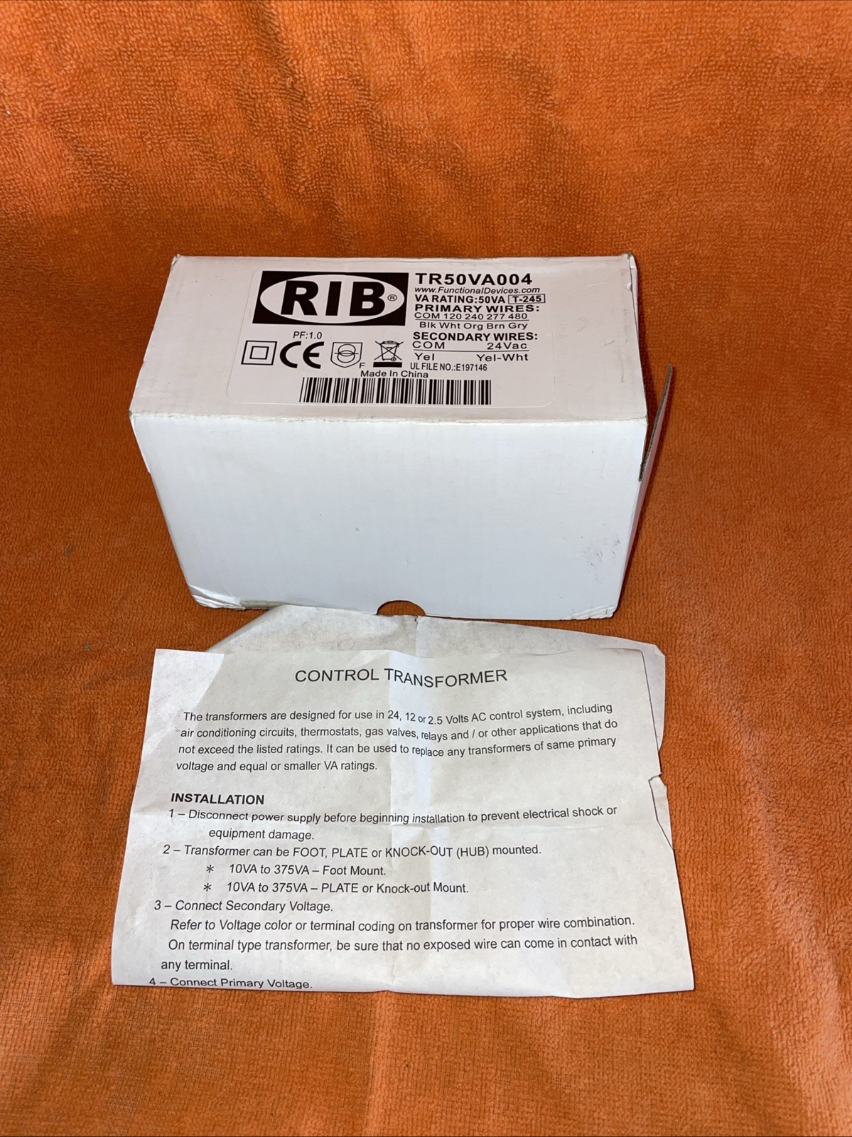 Functional Devices Inc. RIB TR50VA004Transformer (NEW IN BOX)