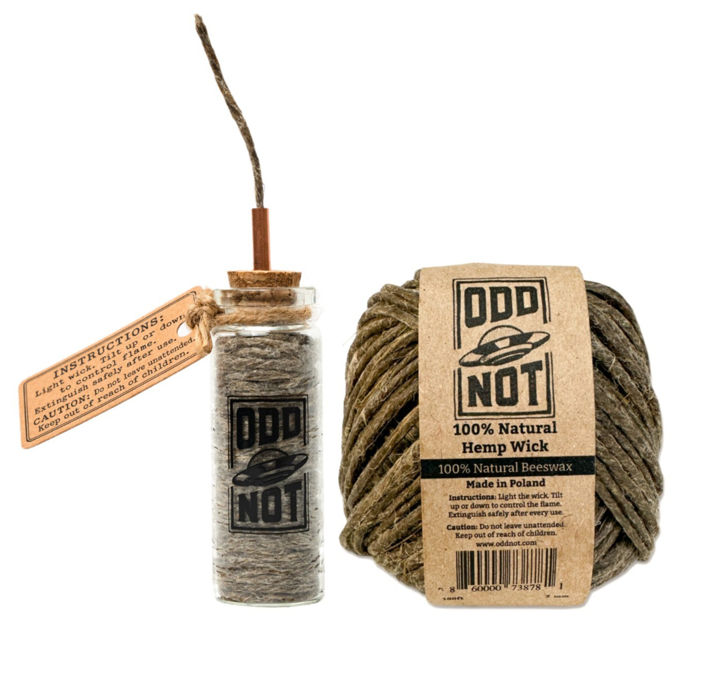 Thick Hemp Wick 100ft + Hemp Wick Jar Dispenser Bundle 100% Natural Lighter 2mm