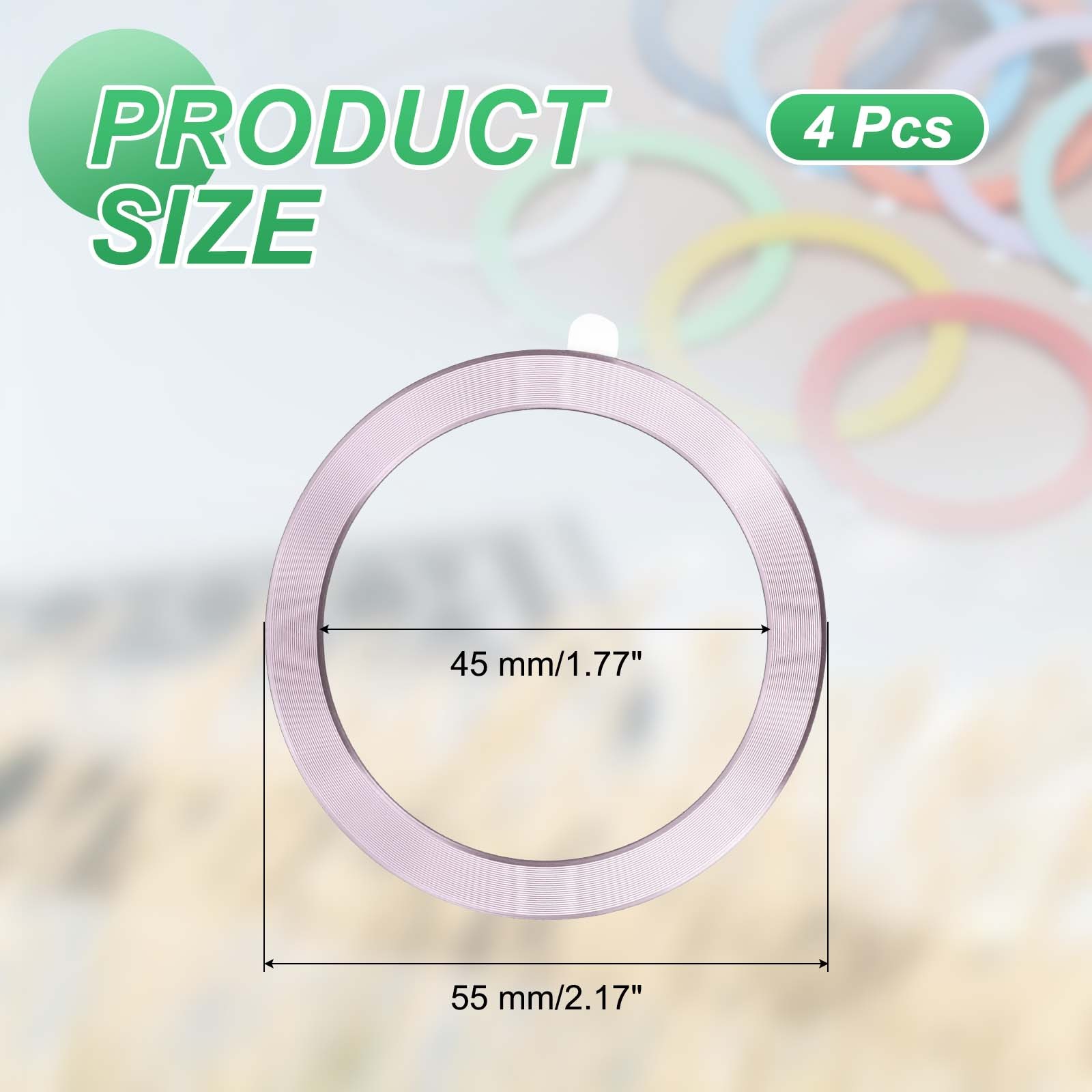 Universal CD Stripe Magnetic Adapter Ring, 4 Pcs Sticker Ring, Pink