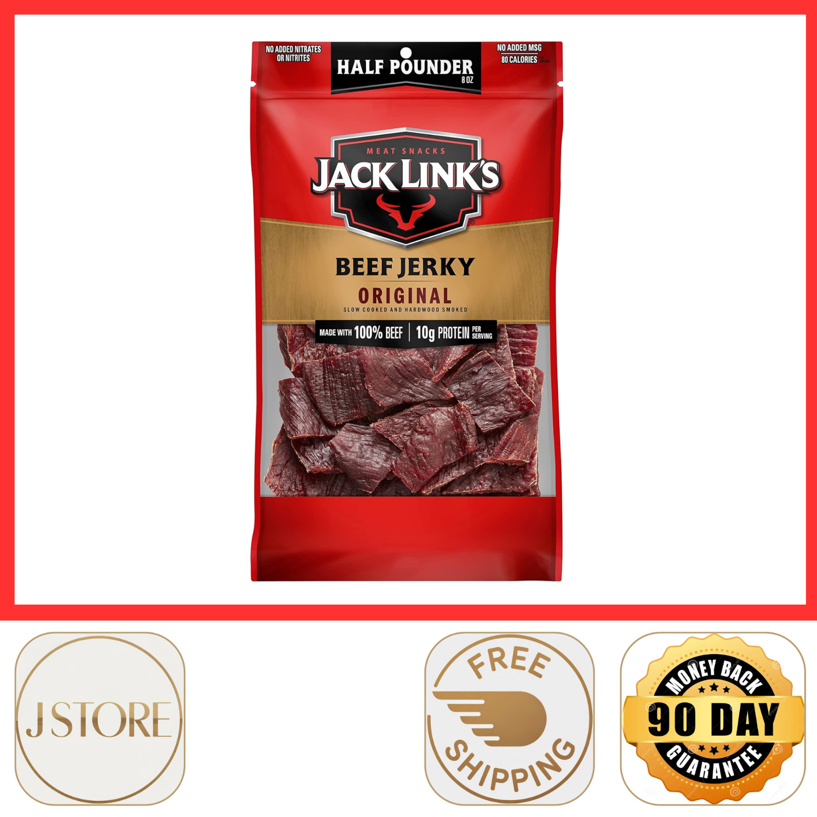 Jack Link's Beef Jerky, Half Pounder Large Jerky Bag, ( Select Your Flavor )