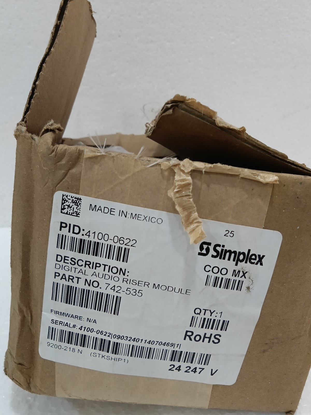 Simplex 4100-0622 Model 742-535 Digital Audio Riser Module