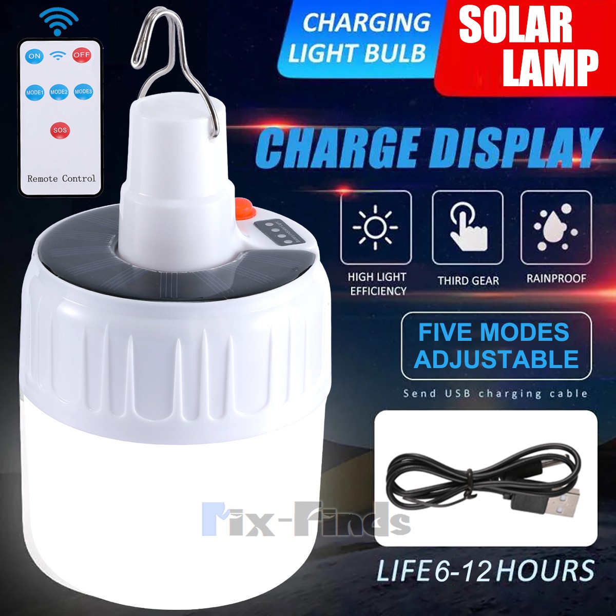 In/Outdoor Solar Panel 80W LED Lights Bulb Tent Lamp Yard Camping Lanterns New