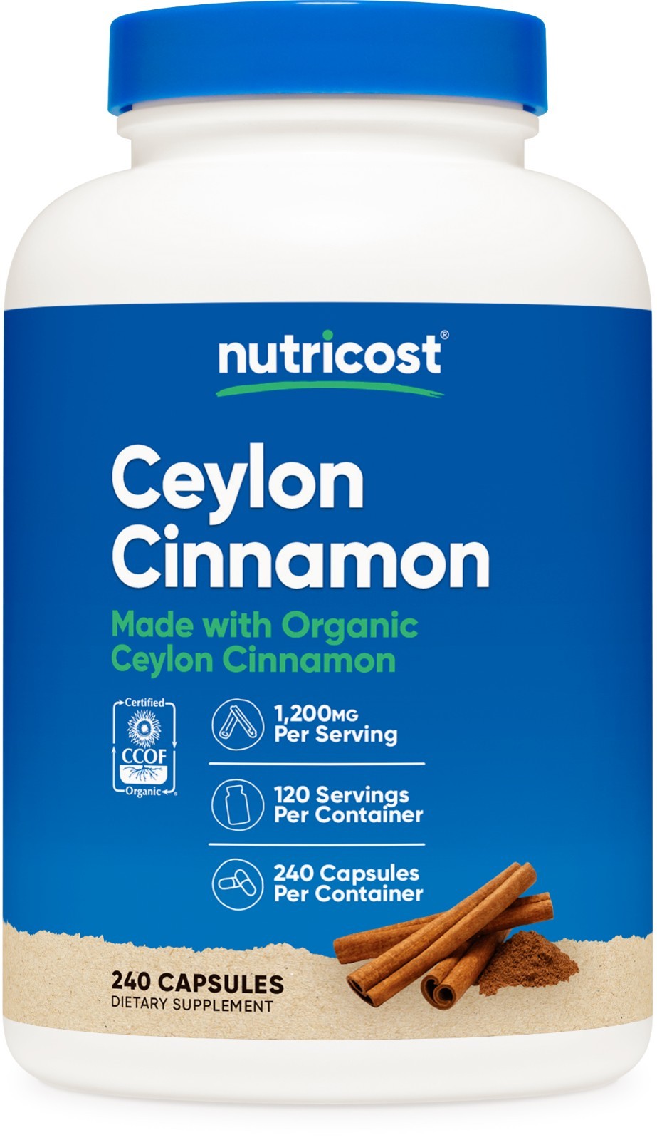 Nutricost Cinnamon Capsules (240 capsules) 1200mg per serving - Gluten-Free