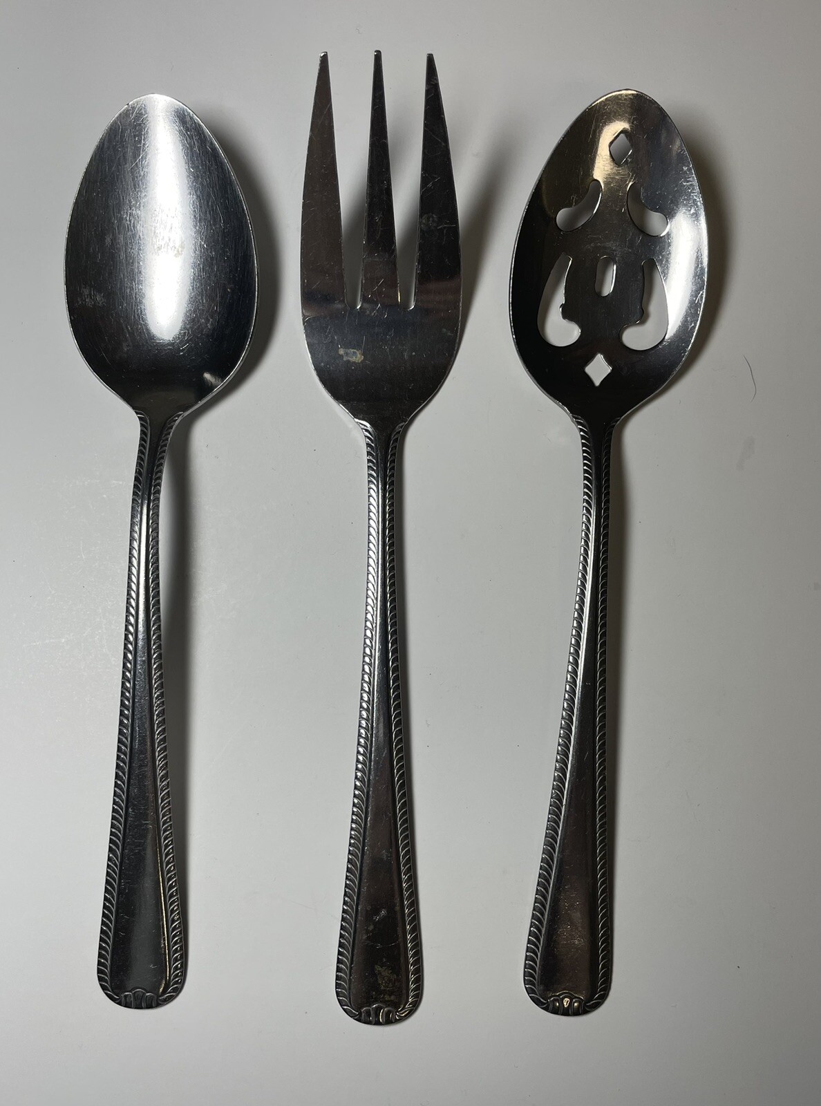 International Silver Stainless Serving Set - Serving Fork, Spoon, Slotted Spoon
