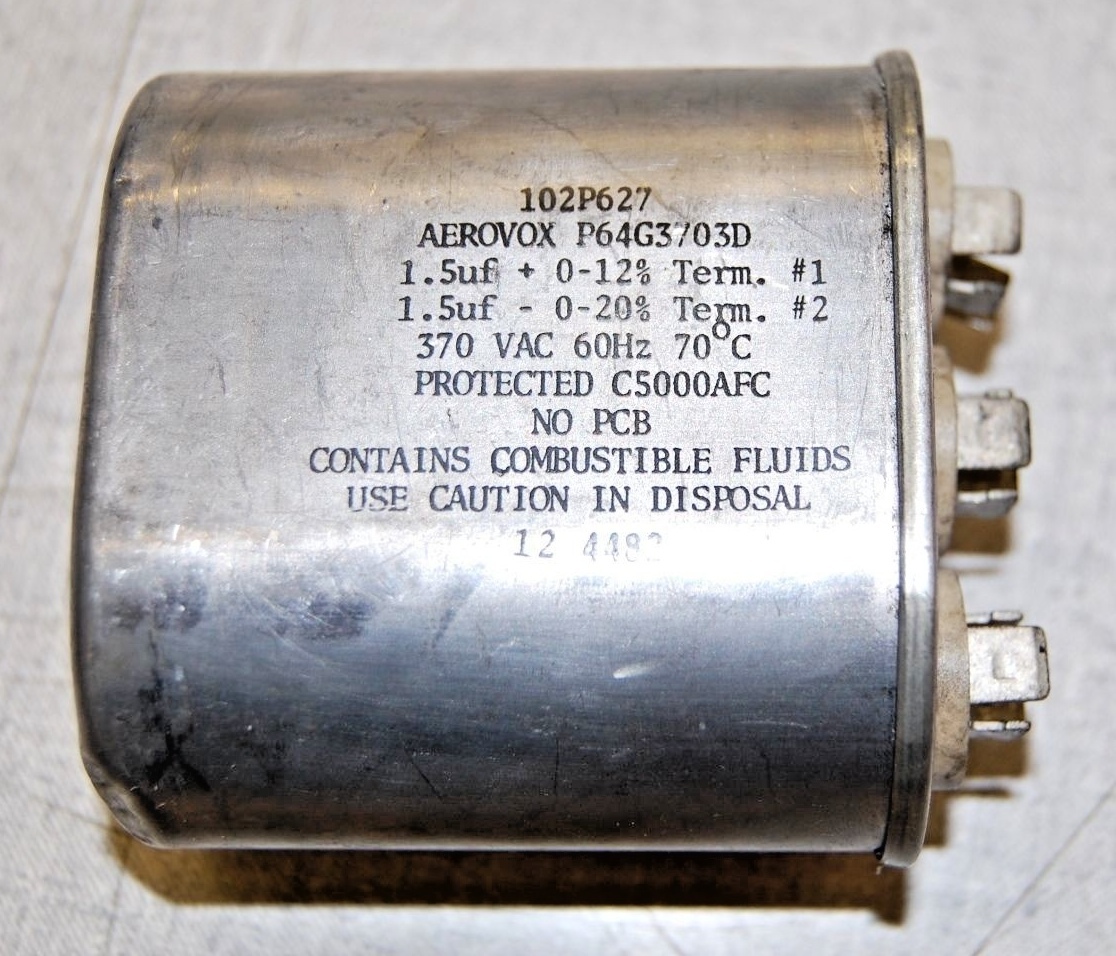 Aerovox 102P627, P64G3703D, C5000AFC Capacitor