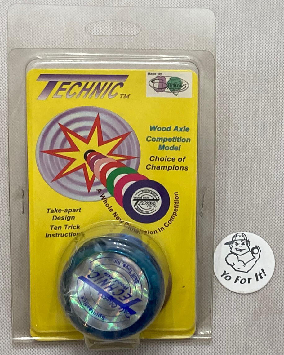 Vintage Original Spintastics Rare Blue Technic Wood Axle Yo-Yo NOS