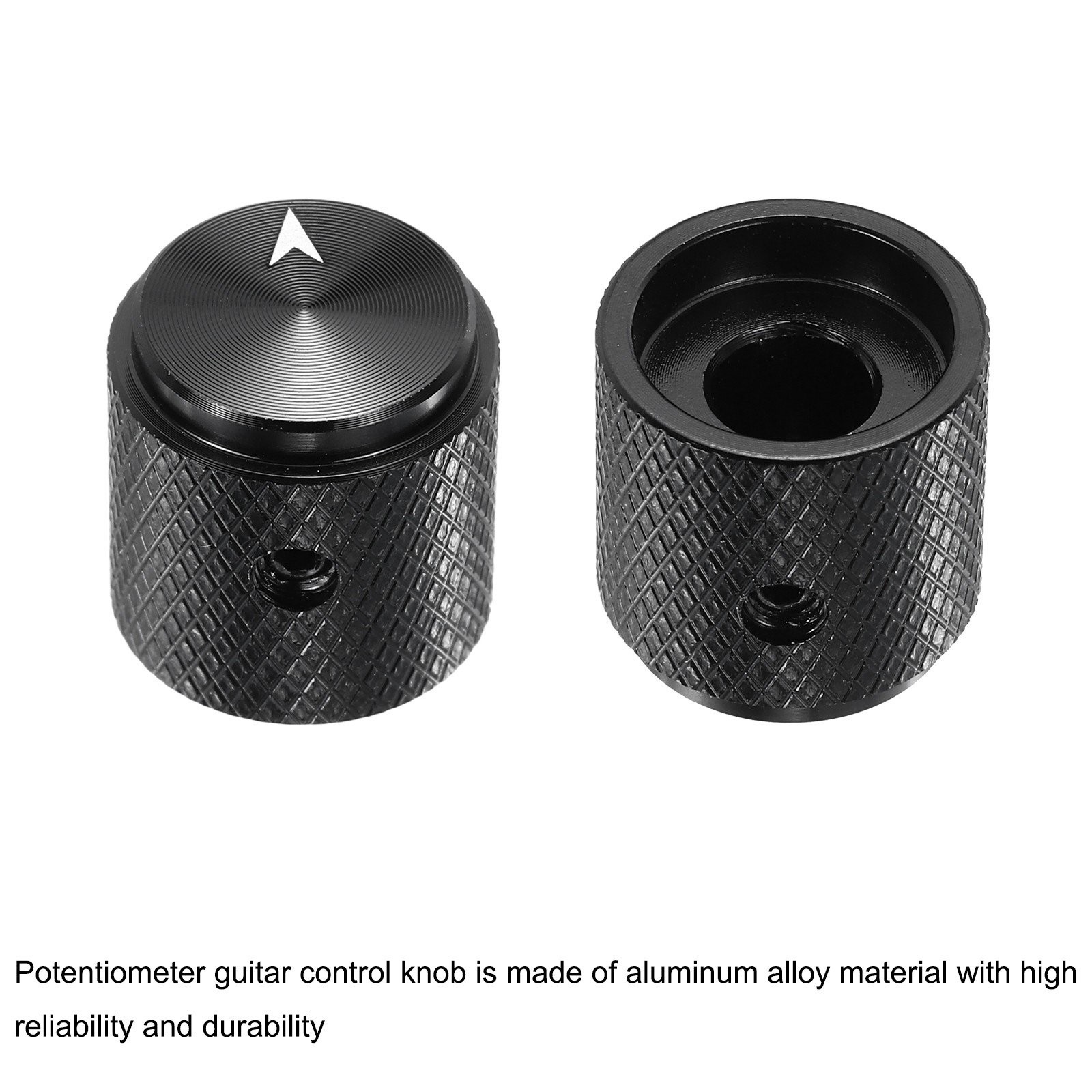 4 Pcs Aluminium Knobs, 6mm IDx15mm ODx15mm, Arrow Indicator, Black