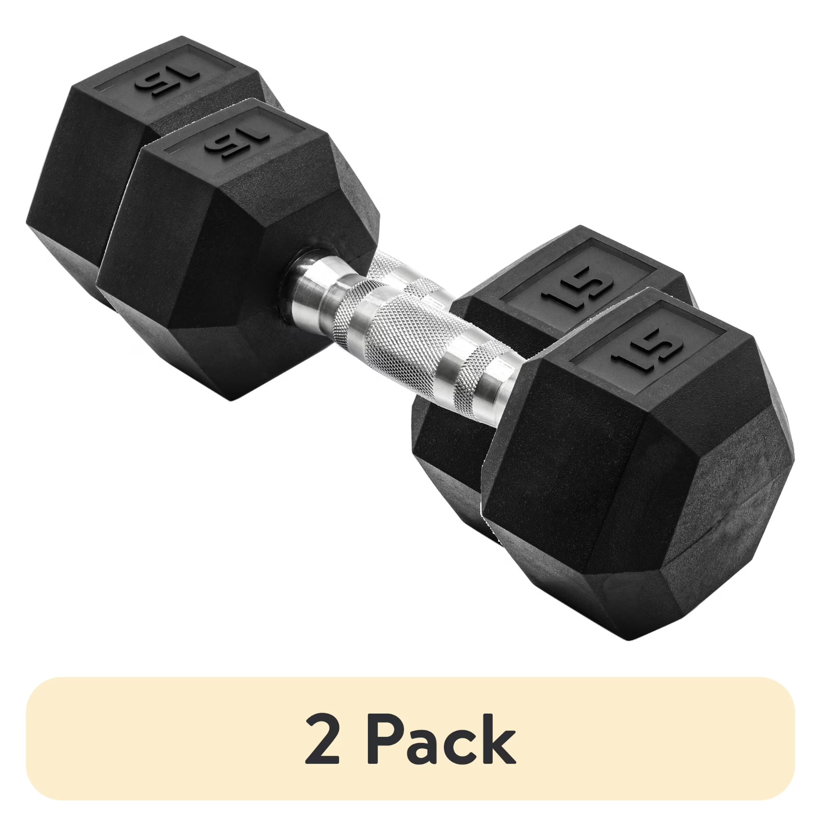 (2 pack) CAP Barbell, 15lb Rubber Hex Dumbbell, Single Durable Free Ship