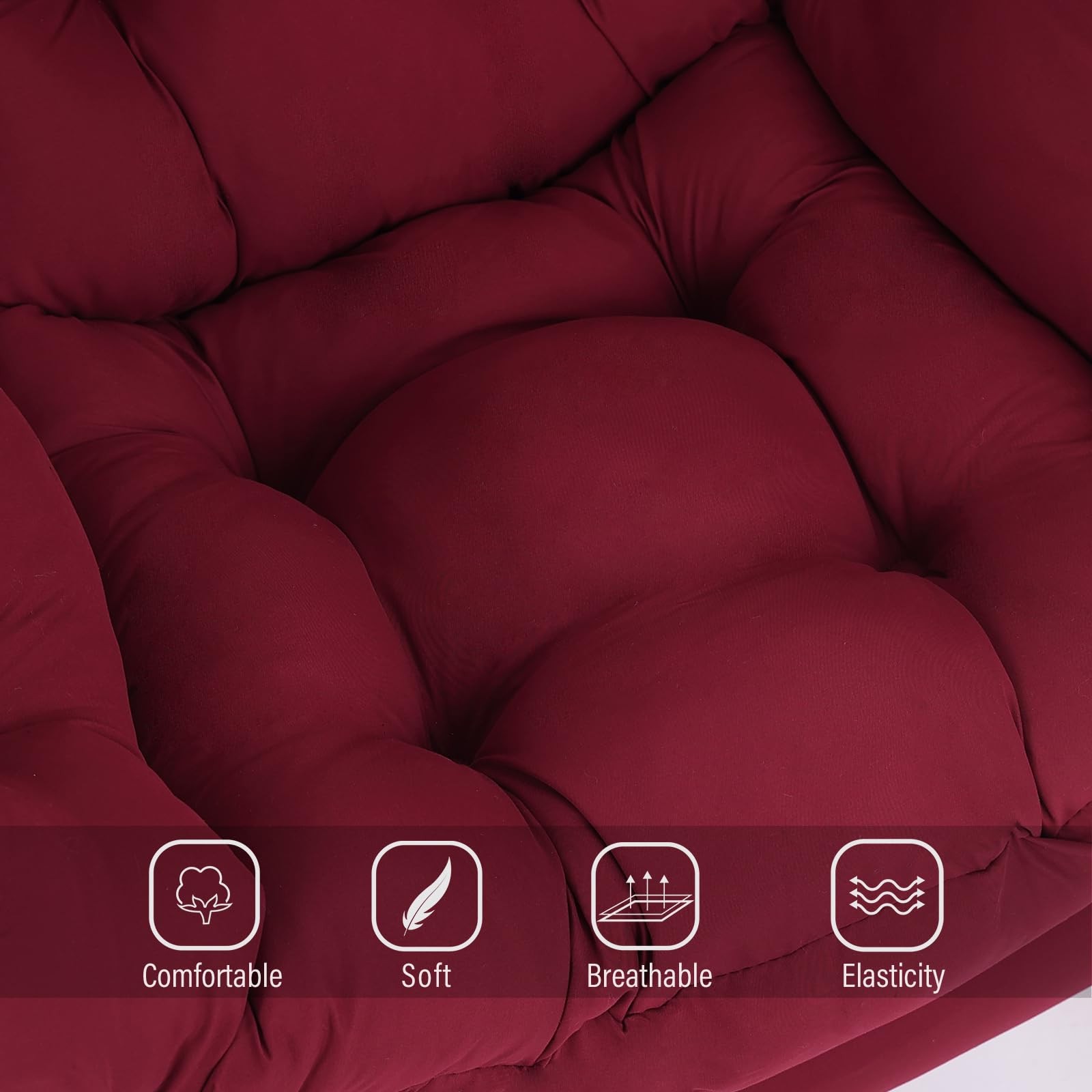 Welnow Modern Lounge Accent Chair, Burgundy Upholstered, Armrest, Side Pocket
