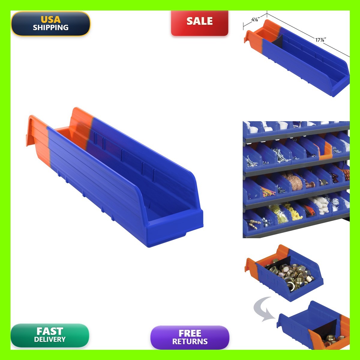 Akro-Mils 36448 Indicator Inventory Control Double Hopper Plastic Kanban Shelf