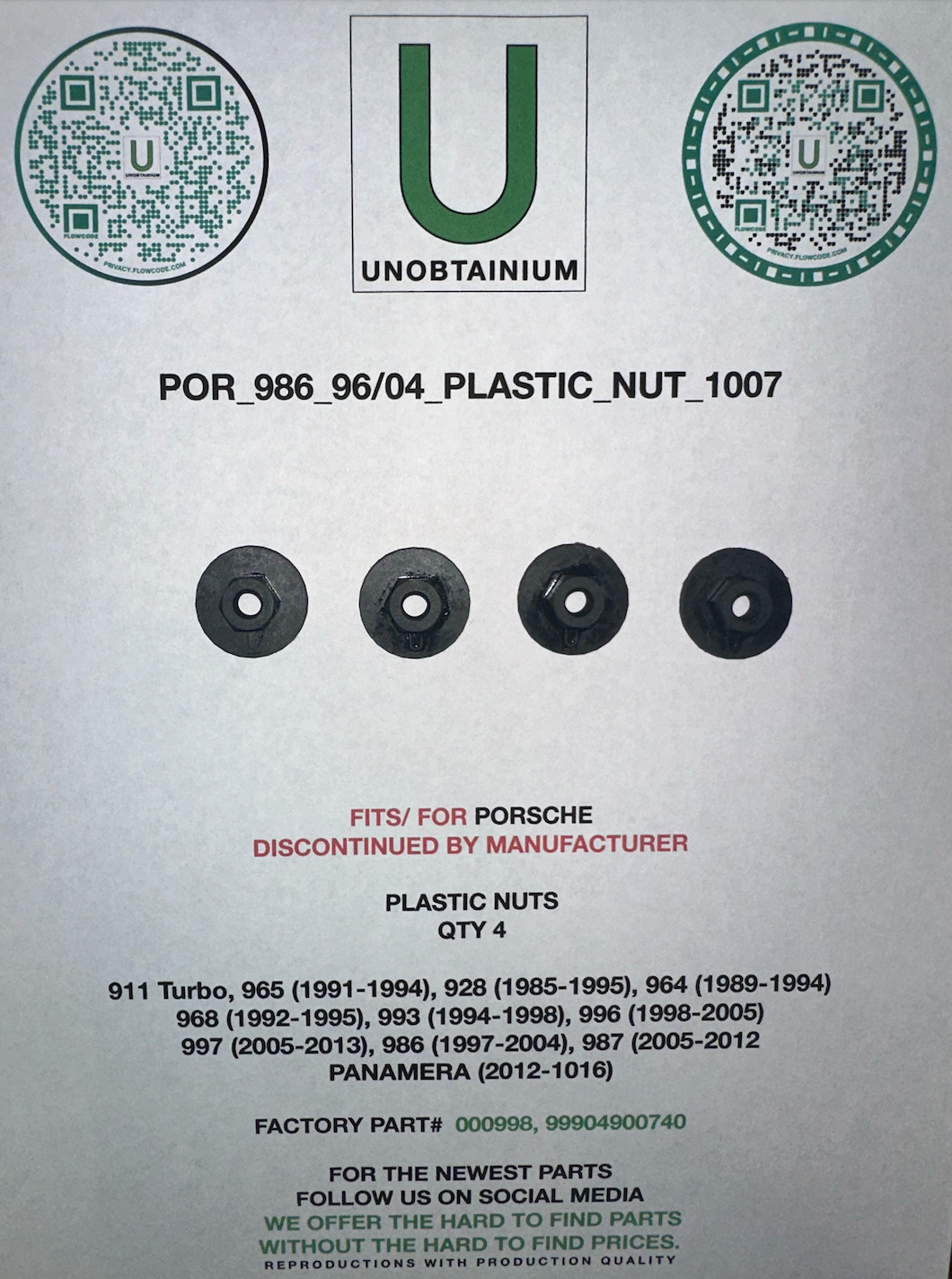 FITS/ FOR PORSCHE 911,928,964,968,993,996,997,986,987,PANAMERA PART# 000998