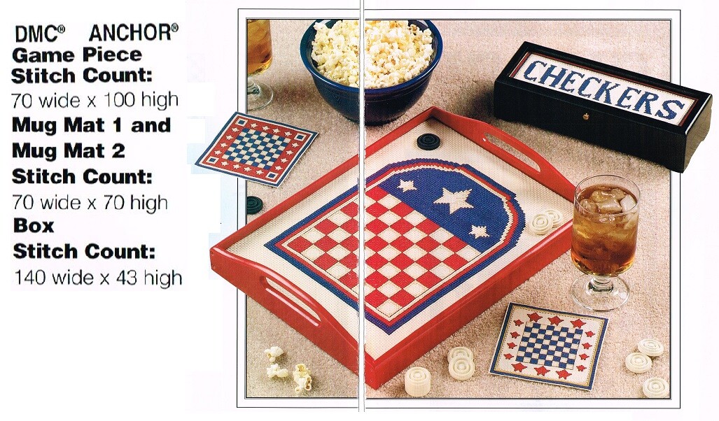 PATRIOTIC CHECKERS  COSS STITCH PATTERN   ONLY -  3AF