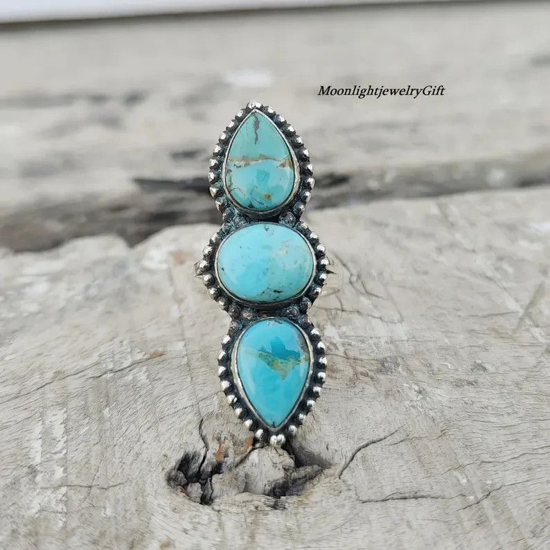 Mohave Turquoise Ring, 925  Sterling Silver Ring, Handmade Ring, Gemstone Ring,
