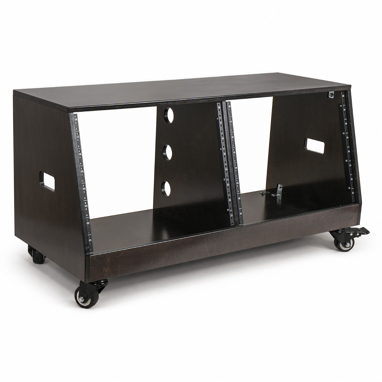 Sound Town DIY 2 x 8U Slanted Studio Rack Birch Plywood Black Espresso SDRK-D8TD