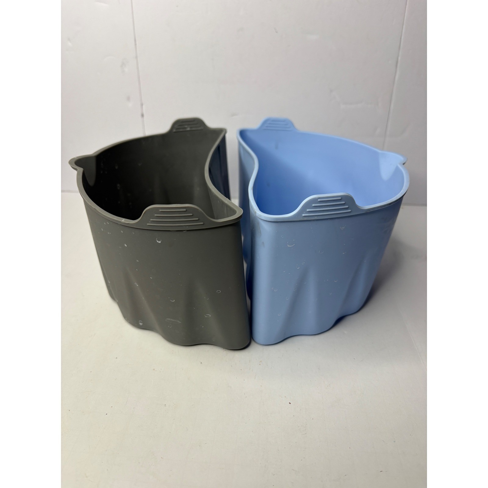 Set of 2 Silicone Air Fryer Liners Reusable Dual Basket Baskets Grey and Blue