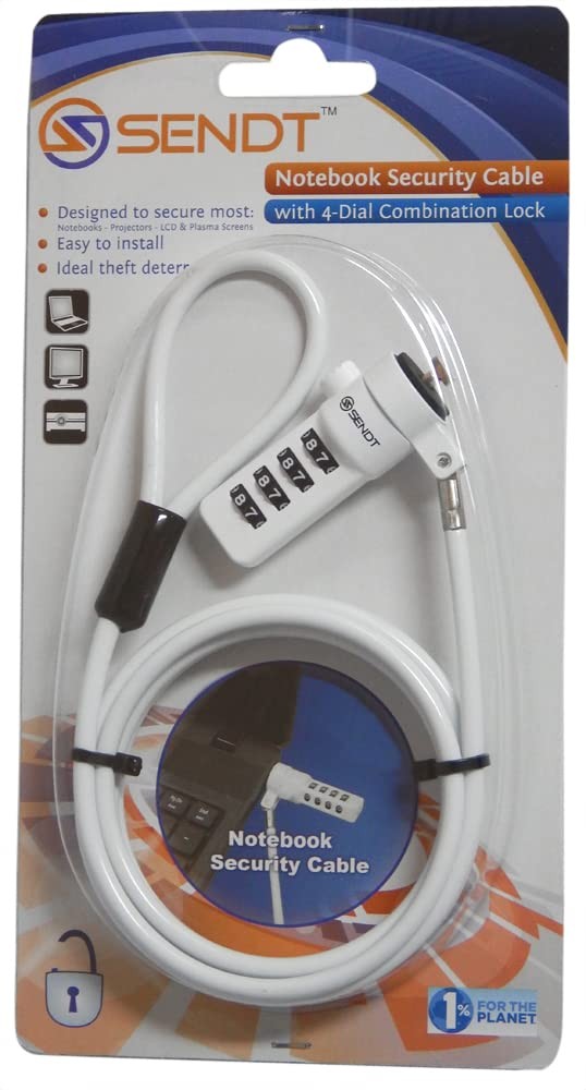 White Notebook/Laptop Combination Lock Security Cable