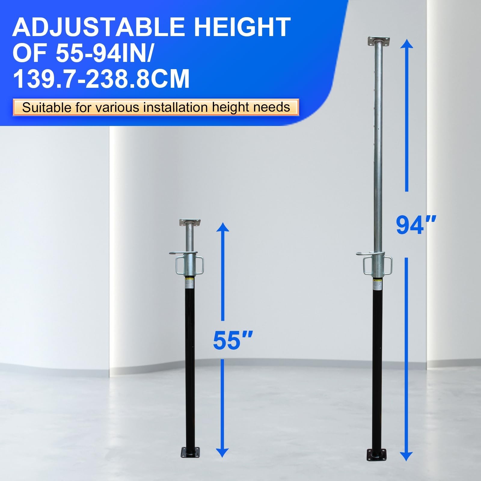 2 Pack House Floor Jack,Adjustable Support Beam Basement Jack, 55"-94" Height...
