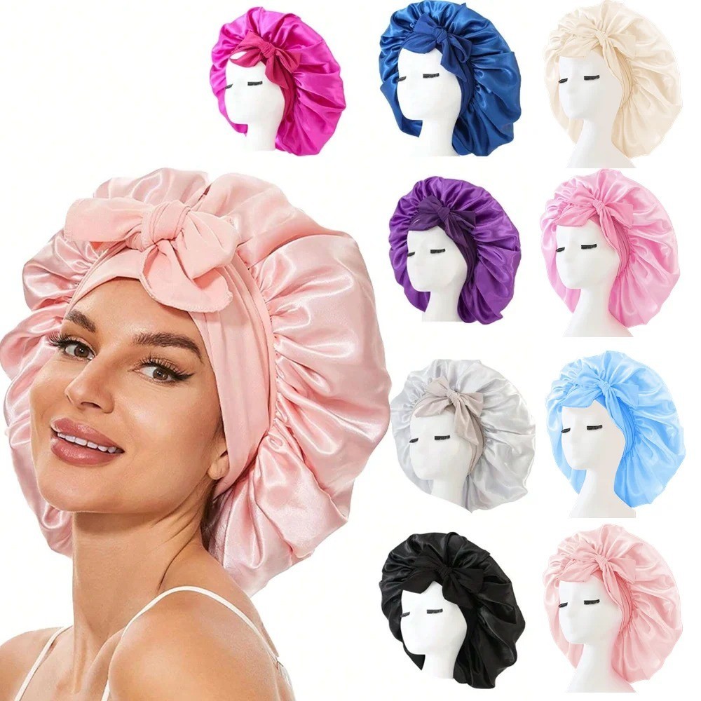 Satin Bonnet Silk Bonnet with Tie Band Adjustable Hair Bonnet for Sleeping