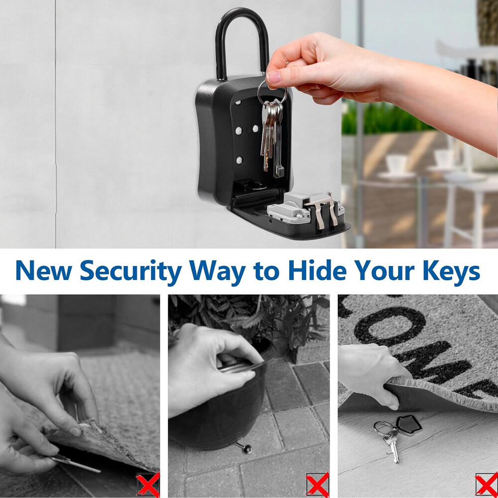 Lockbox Key Lock Box For Outside-Combination House Key-Portable-Wall Mounted..