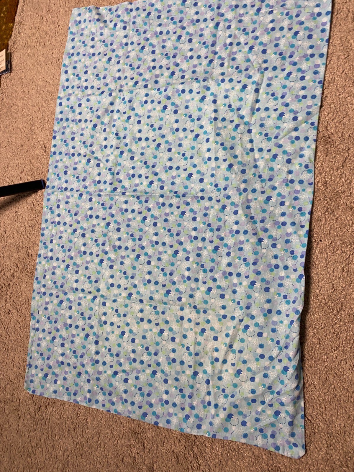 Blue Purple Green Polka Dot Pillowcase 32" x 21" Very Good Condit. Cotton Blend