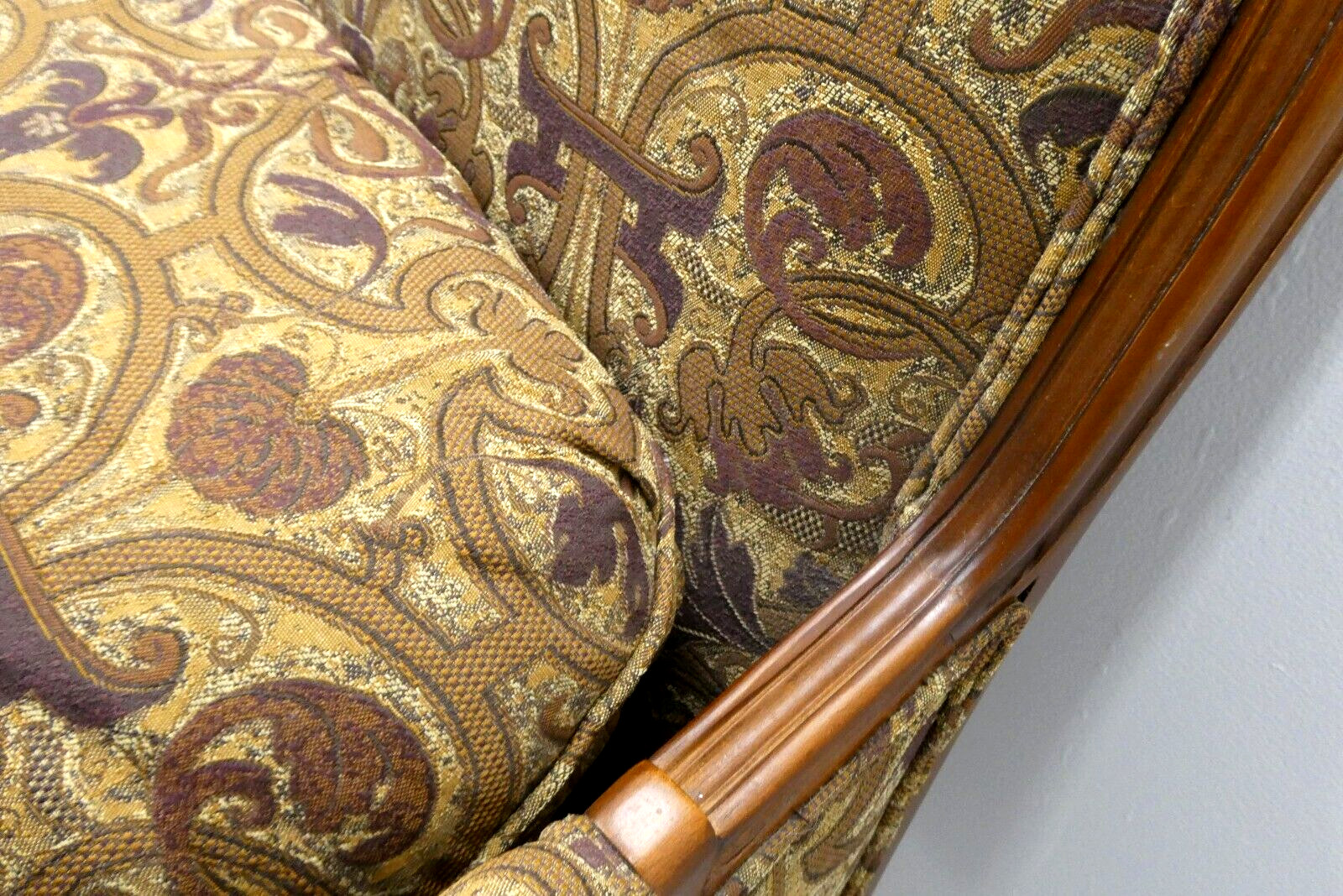Used Clyde Pearson Company Lane Co Burgundy Cushioned Arch Wood Accent Chair