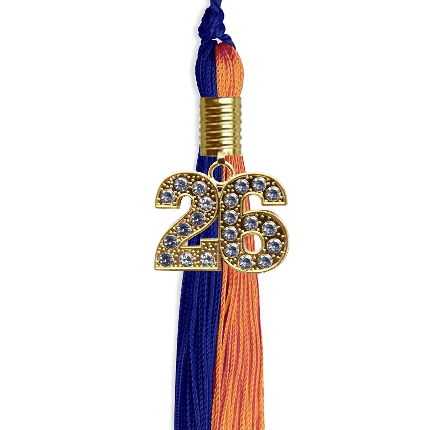 Endea Graduation Royal Blue/Orange Tassel With Gold Date Drop