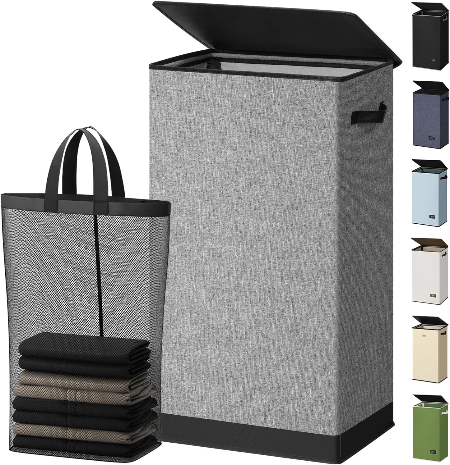 Laundry Hamper with Lid 100L Large & Tall Collapsible Laundry Basket, Clothes